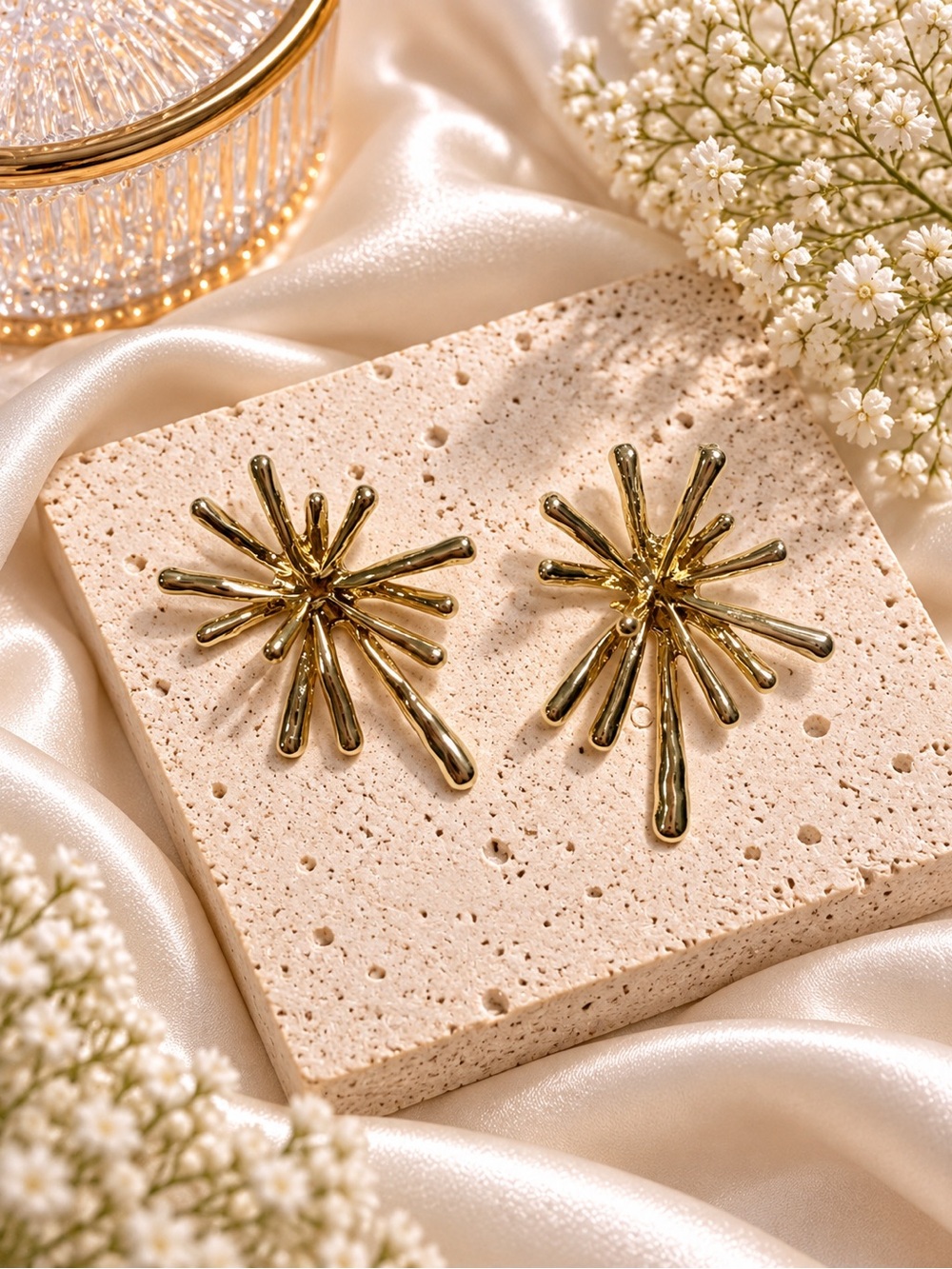 Gold Burst Starburst Earrings - Women Jewelry